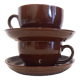 2 brown cups + saucers for tea, hot chocolate, coffee / Tête à tête