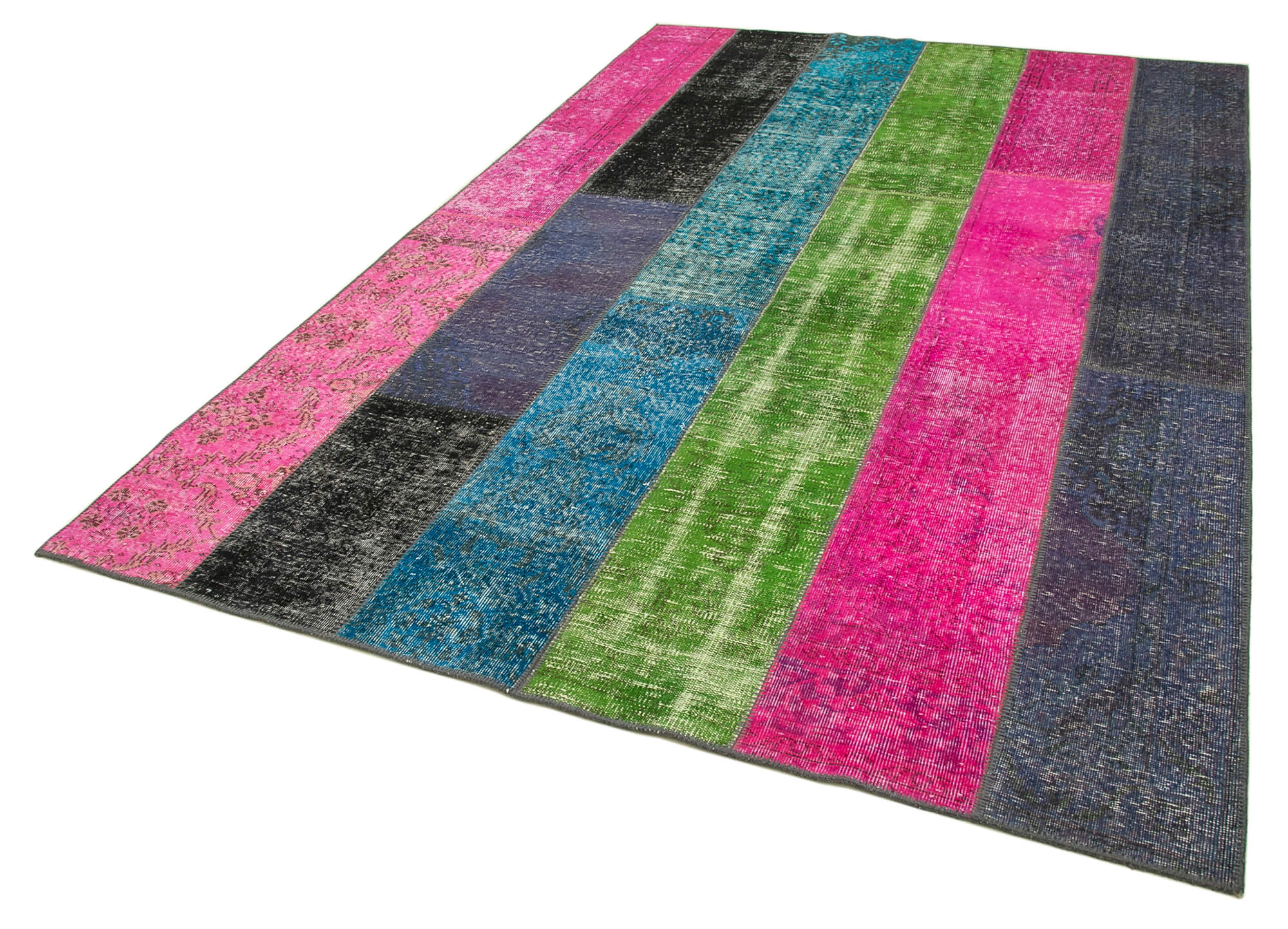 Hand-knotted anatolian contemporary 200 cm x 300 cm multicolor patchwork carpet