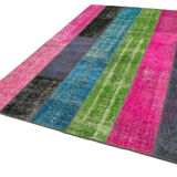Hand-knotted anatolian contemporary 200 cm x 300 cm multicolor patchwork carpet