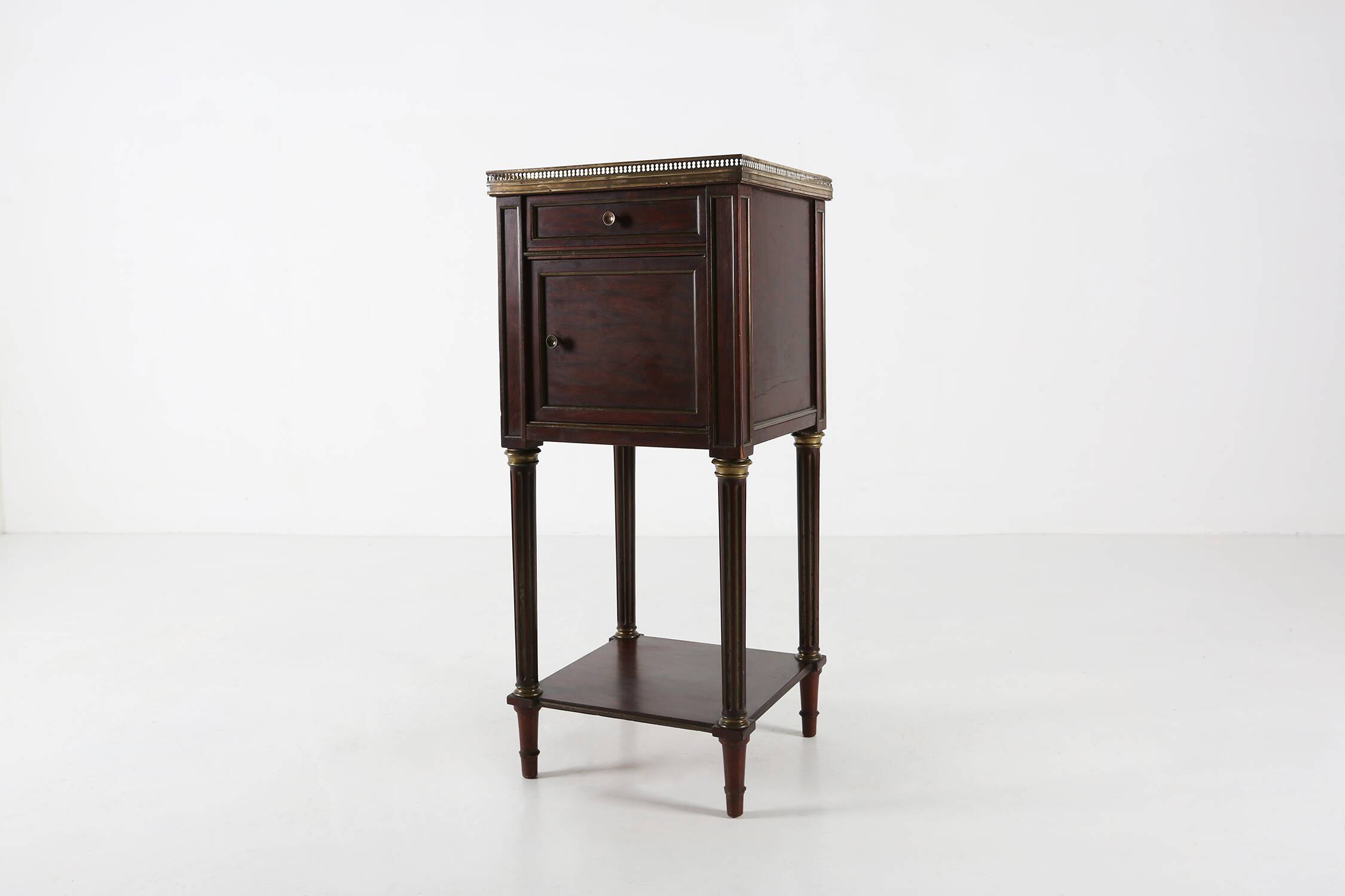 French 19th century Empire nightstand in wood with marble top