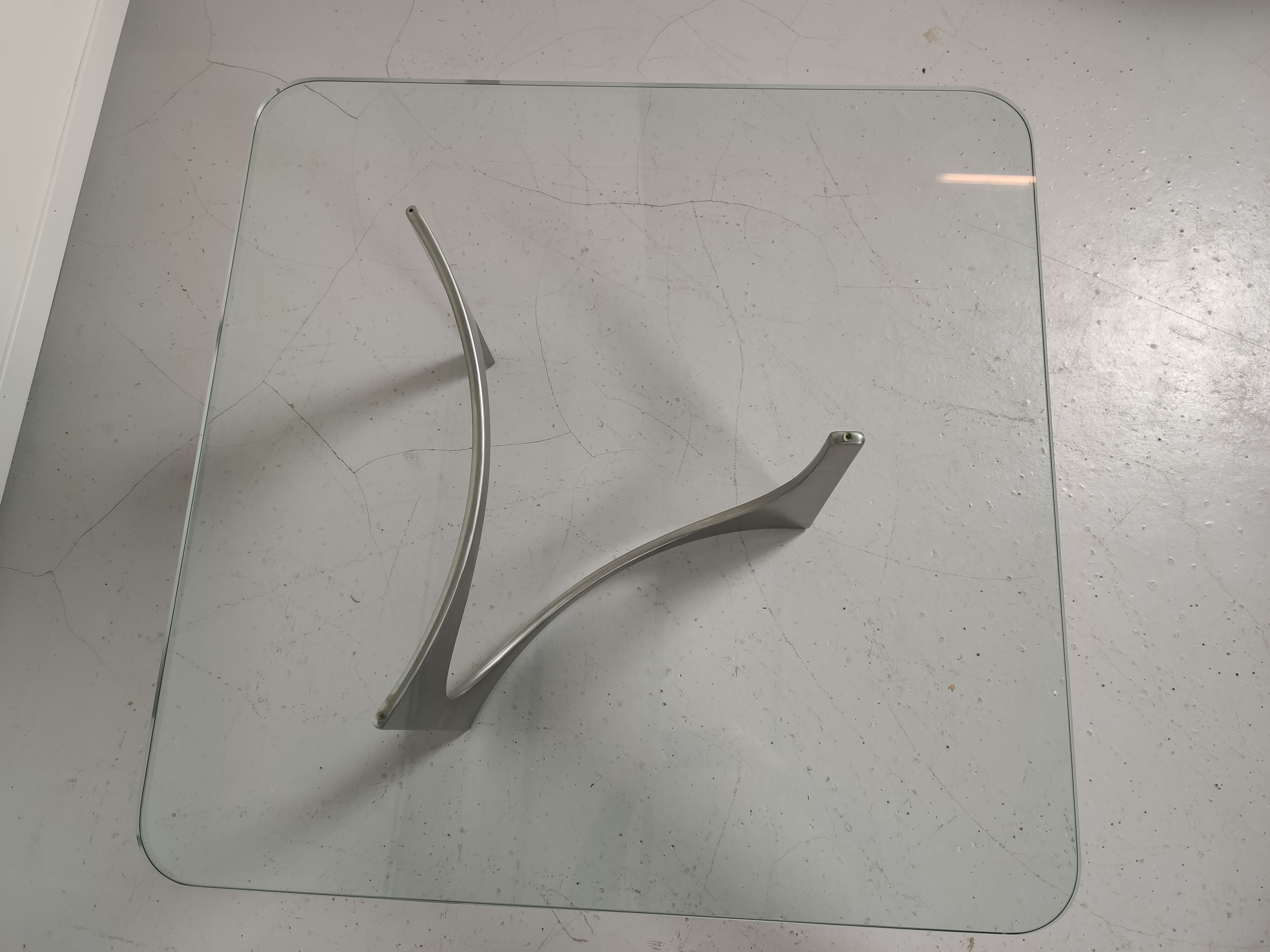 Alu and glass coffee table by KNUT HESTERBERG 1970s