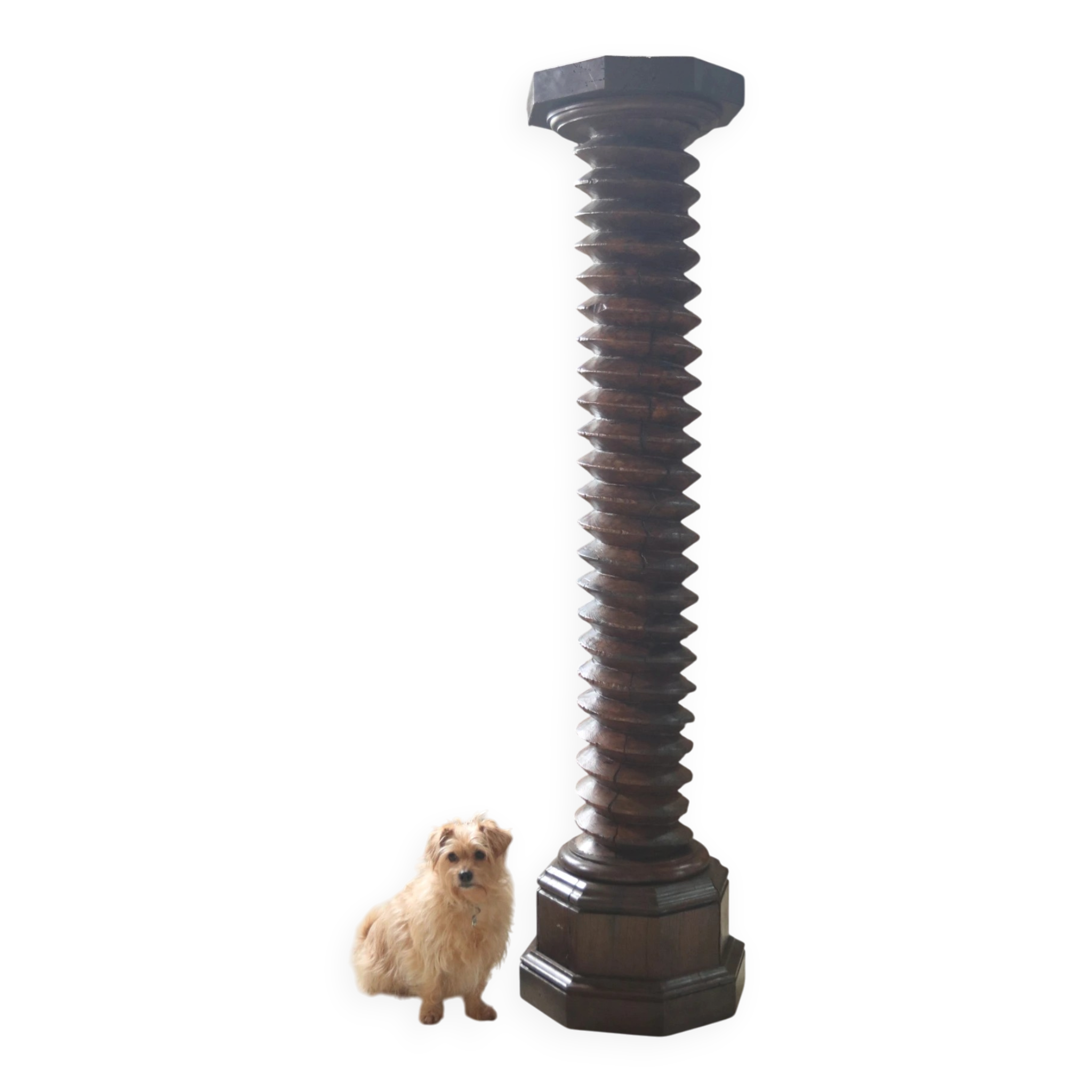 Monumental wooden wine press screw column, hand-carved, 18th c. – 170 cm