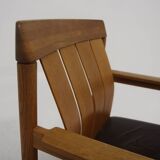 leather and oak armchair, Ferdinand Lundqvist, Sweden, 1960