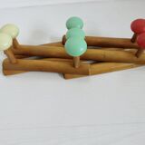 Wall-mounted coat rack, accordion, with 8 hooks, 50s-60s