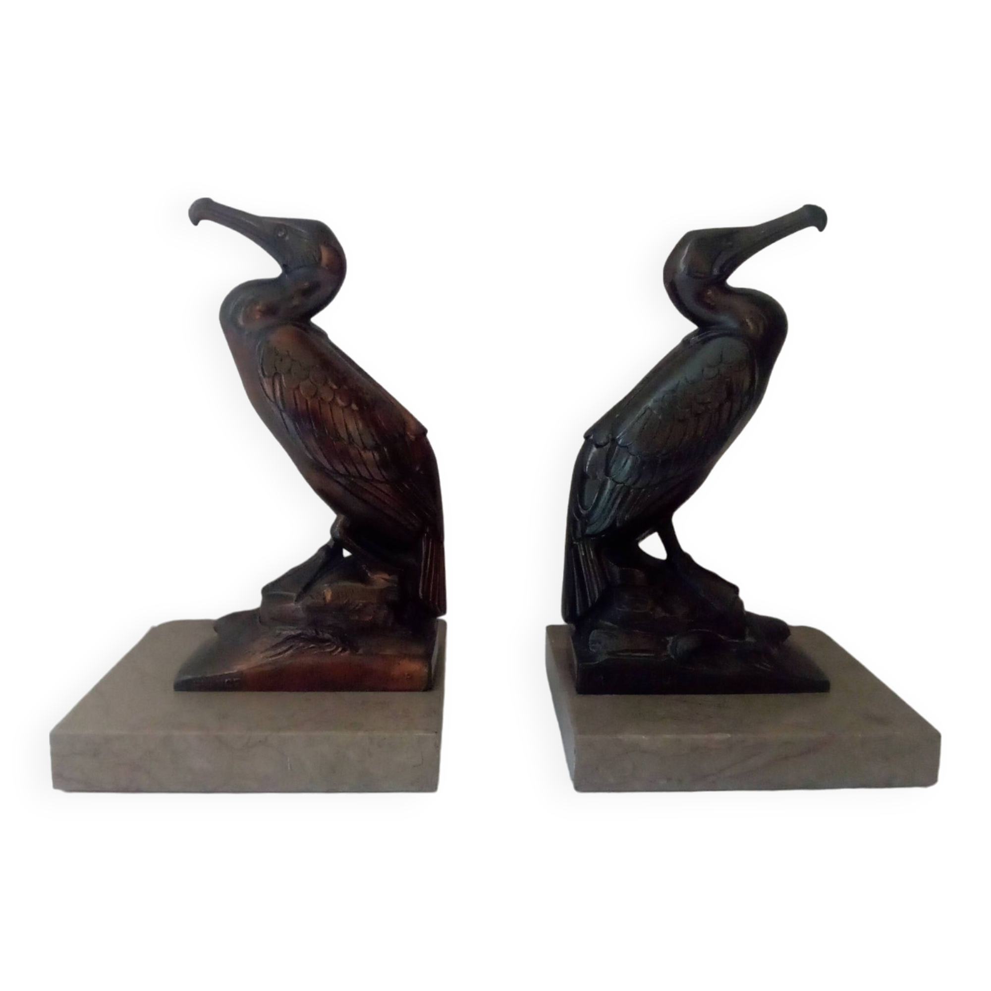 Pelican bookend signed Frecourt