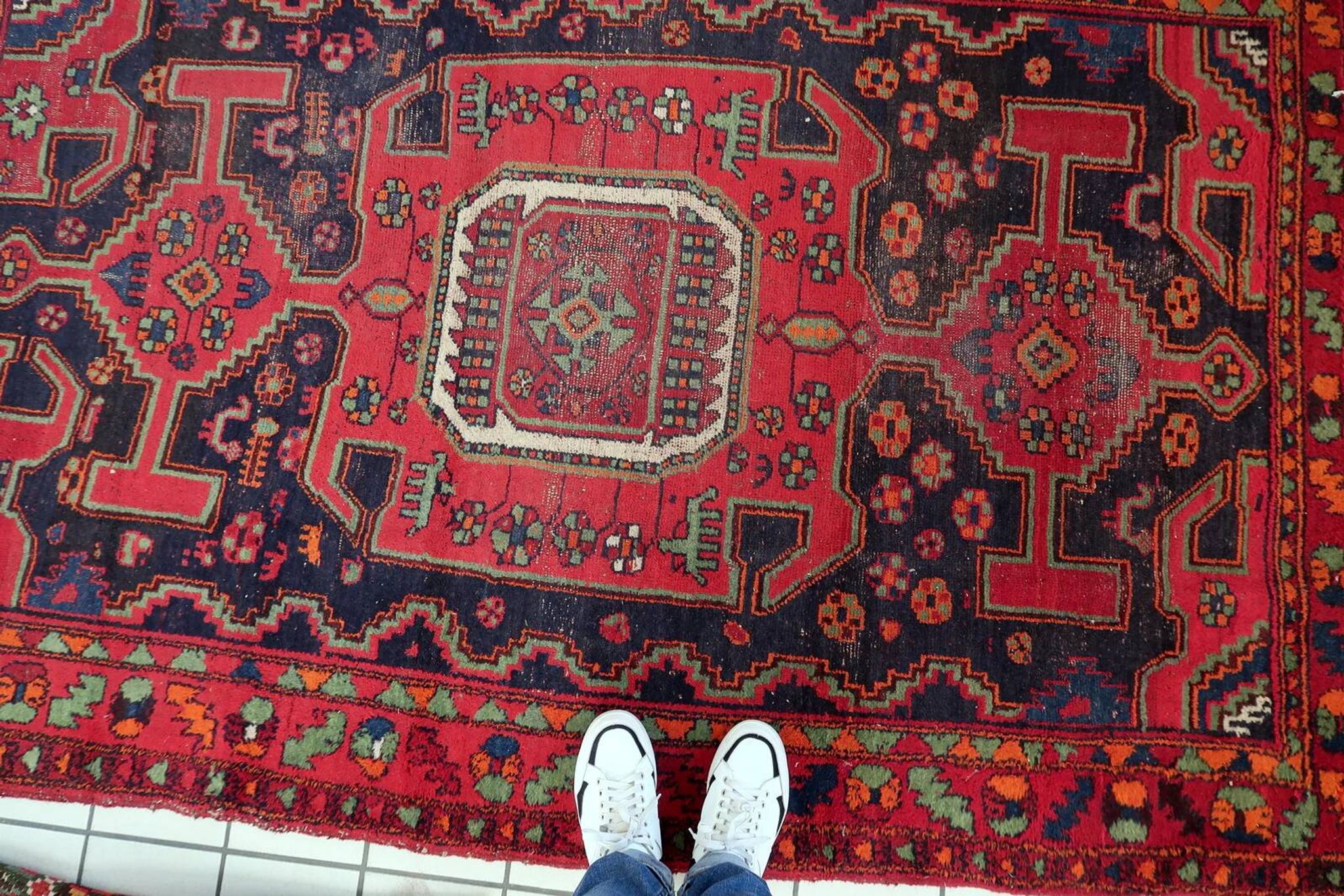 Tapis persan Hamadan antique des années 1930 160 cm x 241 cm