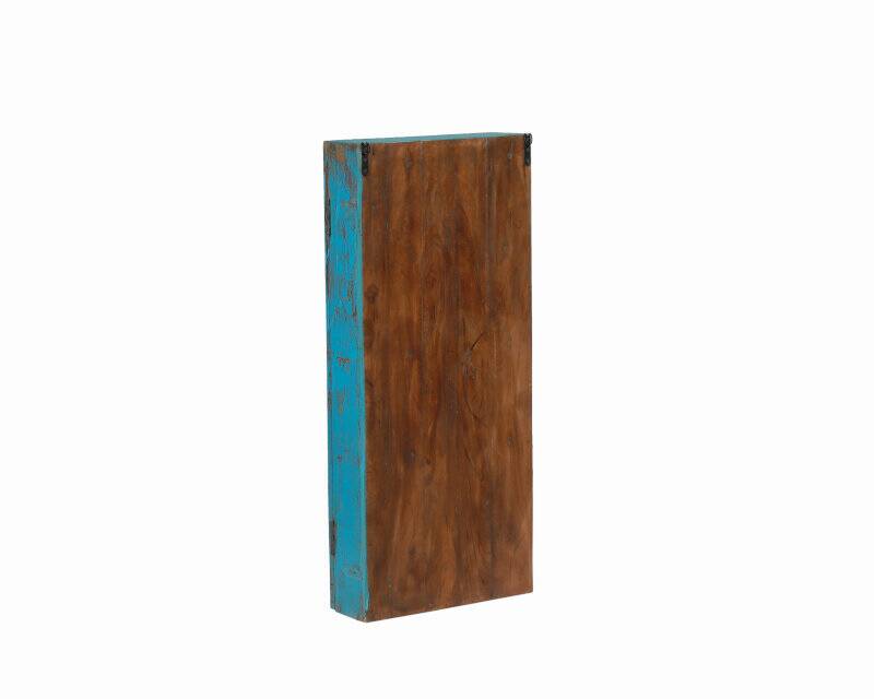 Vintage blue old teak wall display case patina and original piece from india