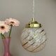Vintage art deco globe pendant light in pink and gold Clichy glass