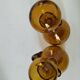 Duo of blown glass carafes – Biot signed – Bubbled amber glass
