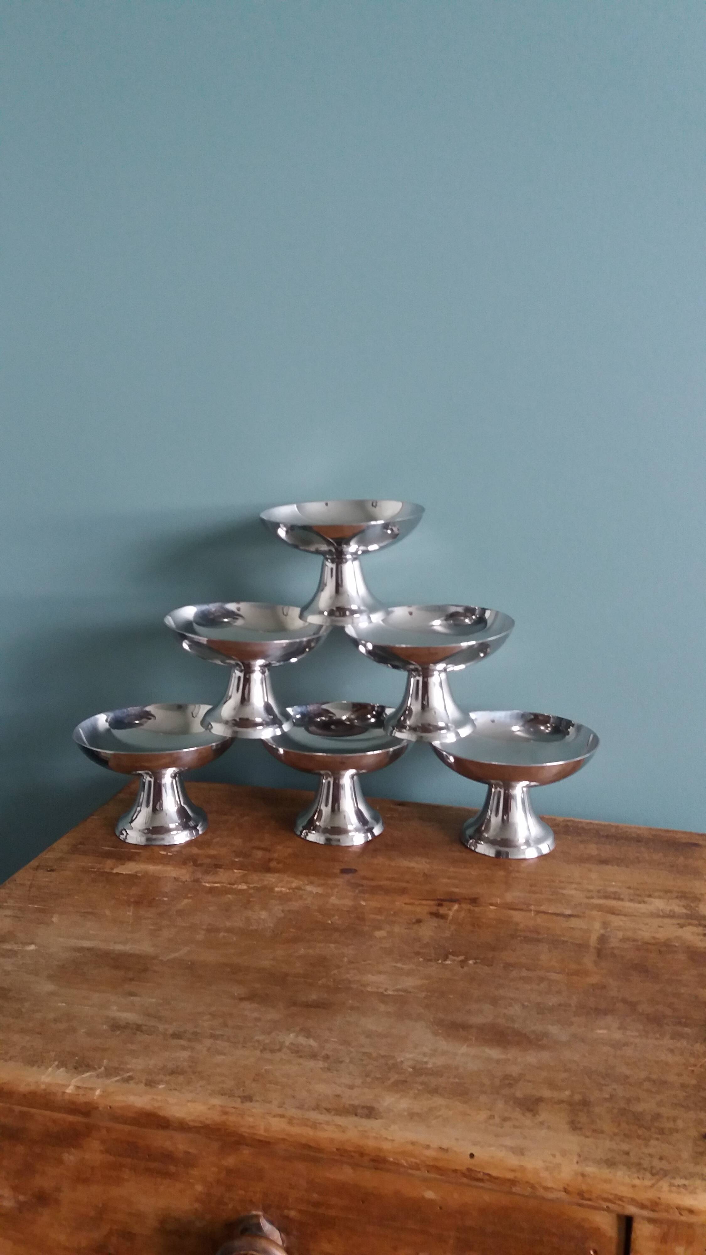Guy Degrenne stainless steel ice cream cups