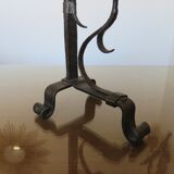Brutalist candle holder to install or wall in blackened wrought iron blackened 40s 50s