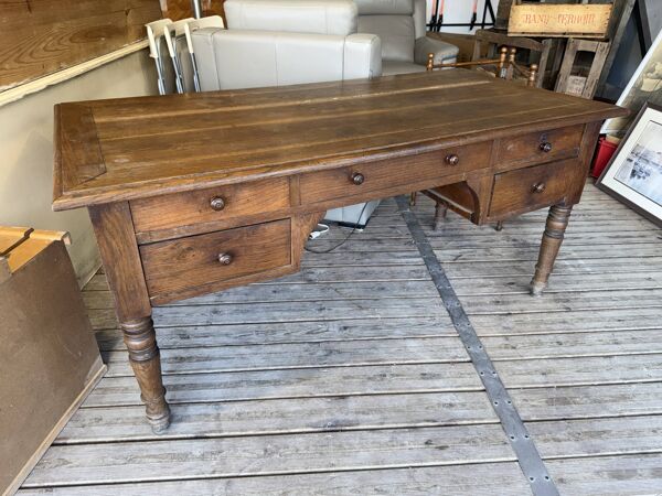Bureau ancien en chêne massif - 19ème siècle - Bureau de notaire