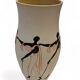 Grand Vase Design 1950, Décor Stylé de Personnages, Signé Balé