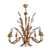 Lustre 8 branches épis de blé métal doré
