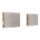 Pair of vintage brass and curved glass wall lights, France, 1970.