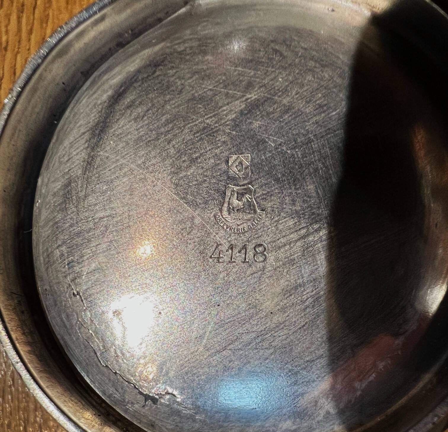 Large silver-plated metal cup Gallia with rooster and goat head hallmarks, numbered.