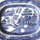 Large English Staffordshire Earthenware Dish in Blue and White Willow, Late 19th Century