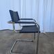 Vintage Mart Stam Style S34 Chair: Blue Leather, Bauhaus Office Armchair