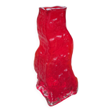 vintage brutalist red glass vase
