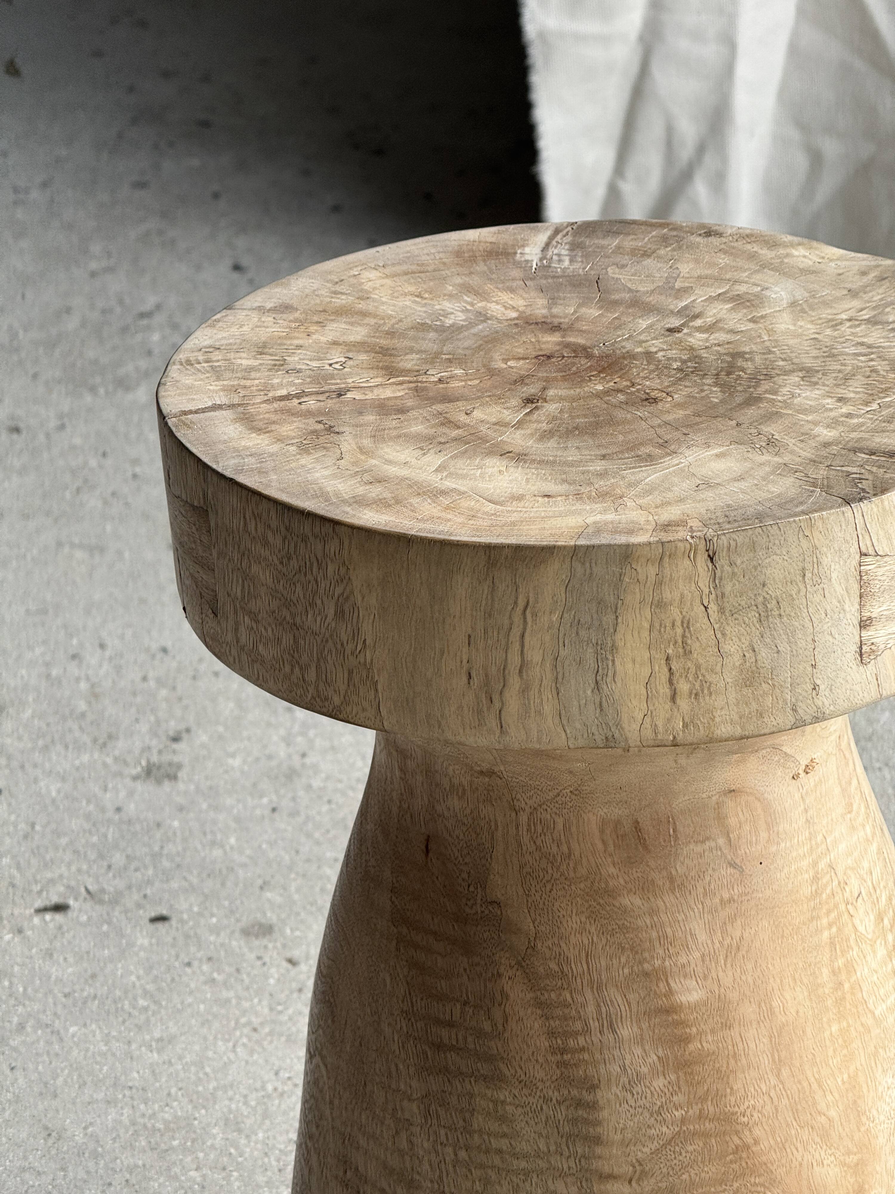 Stool, side table, end table in natural solid mango wood.
