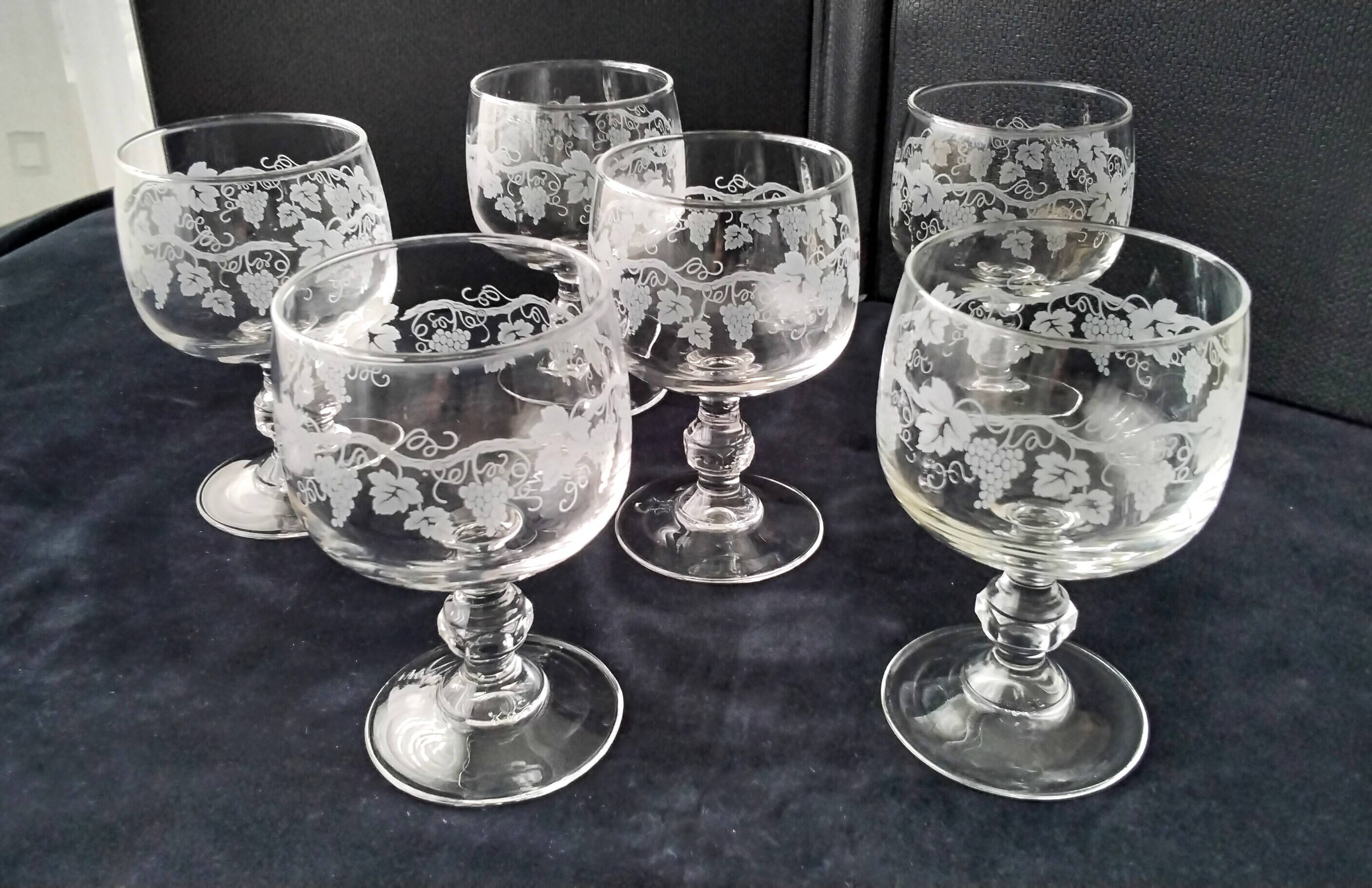 6 Crystal d'Arques wine glasses Model Sarments