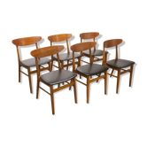 Lot of 6 chairs Farstrup 210 teak in beech 1965