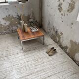 Walnut and modernist chrome coffee table