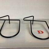 Pair of black metal bookends D
