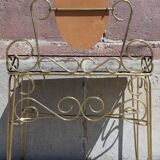 Dressing table and chair in gilded metal and opaline glass.