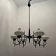 Italian Bronze Opaline Glass Chandelier 1950’s
