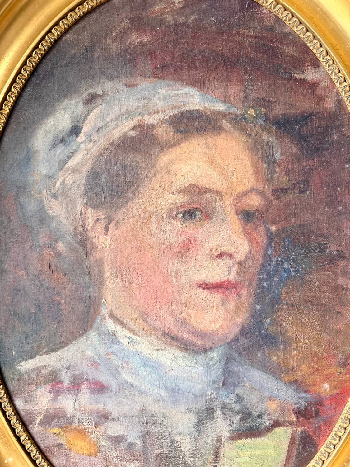 Antique Portrait Oil Painting With Wooden gilded frame 58cm x 45cm