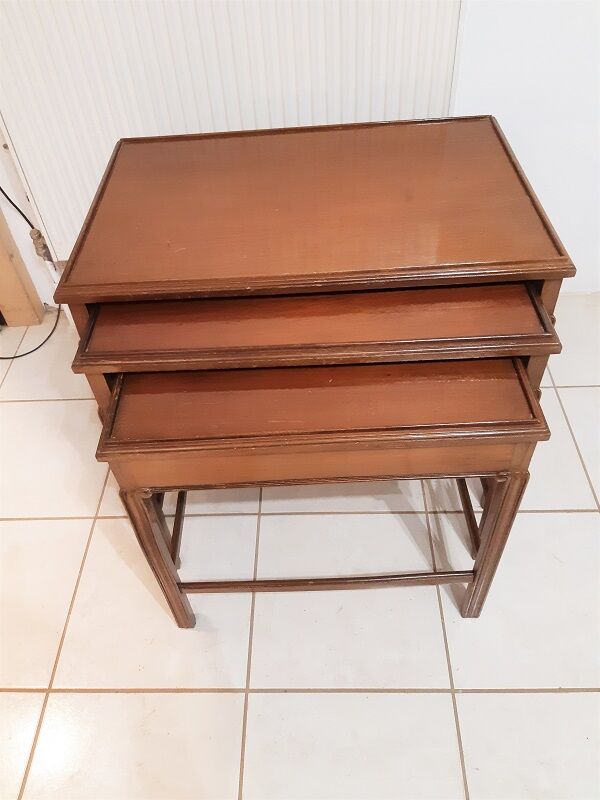3 30s mahogany pull-out tables in their juice
