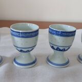Set of 4 blue and white egg cups