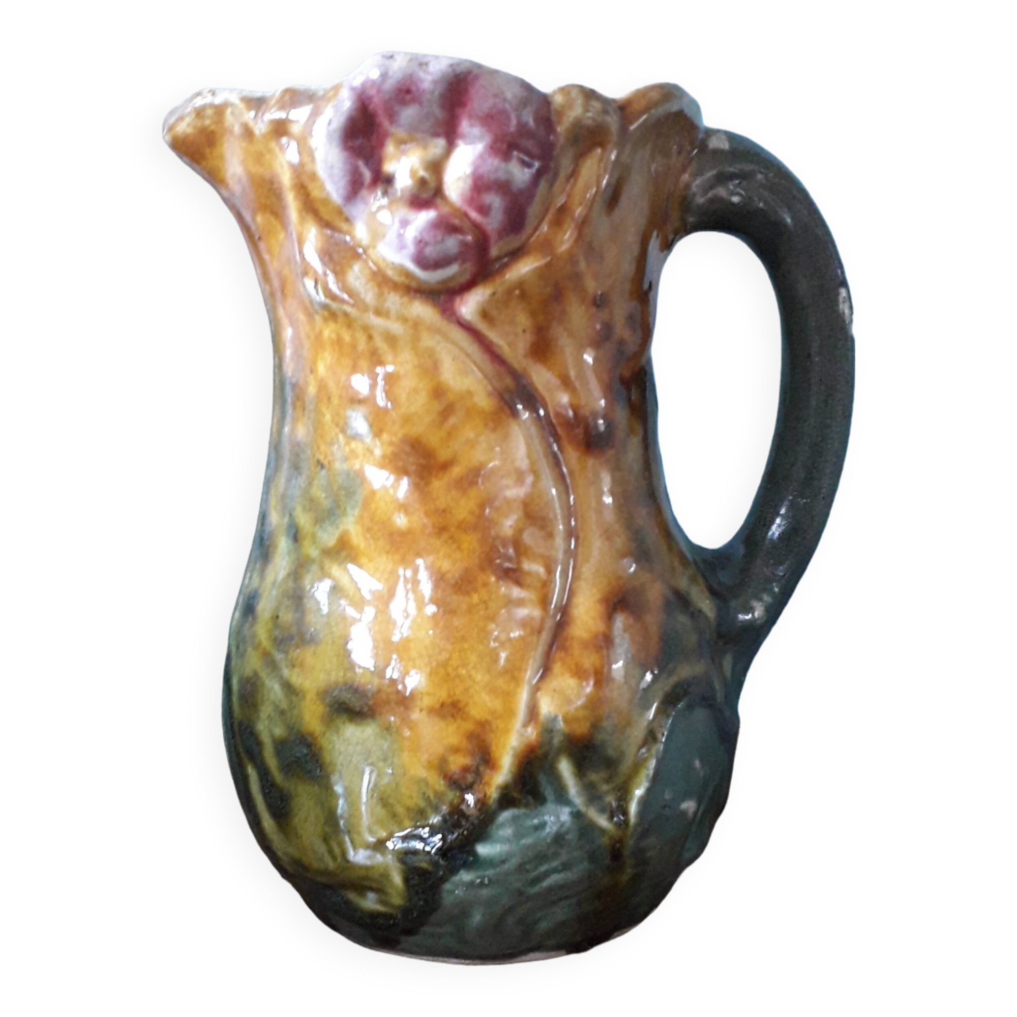 Slip vase with floral decoration
