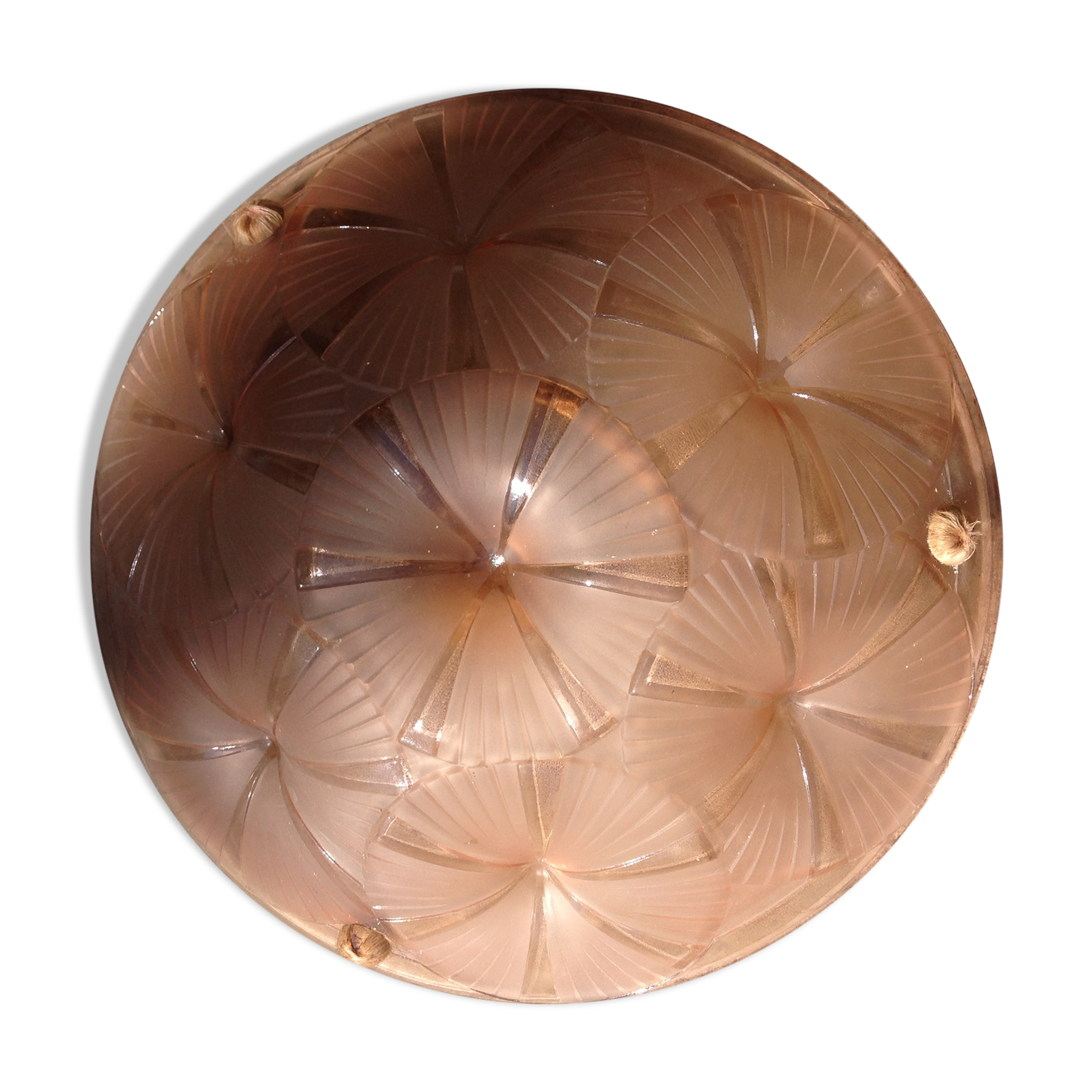 Pink pressed glass hanging lamp