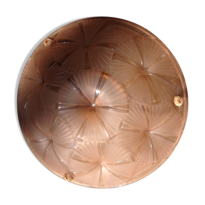 Suspension en verre pressé rose