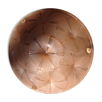 Pink pressed glass hanging lamp