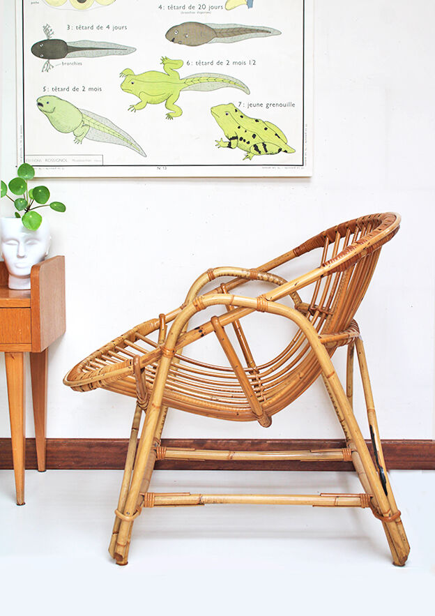Rattan basket armchair