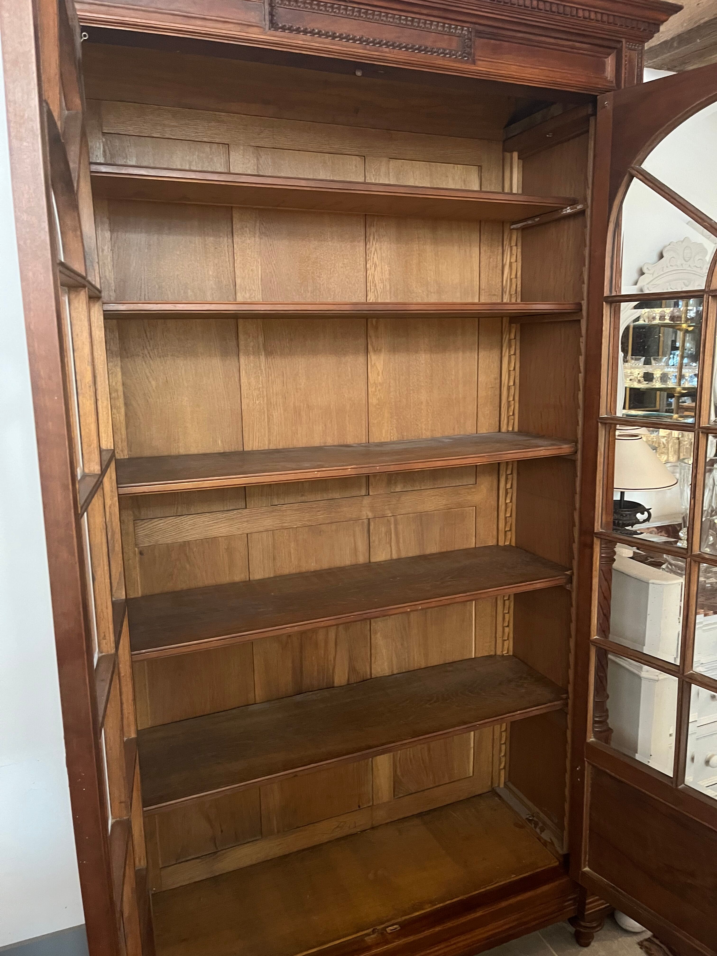Louis XVI style beveled glass bookcase