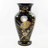 Art Nouveau vase in gold and silver enamelled glass hand painted