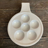 Set of 6 White Vintage Ceramic Escargot Dishes #D854
