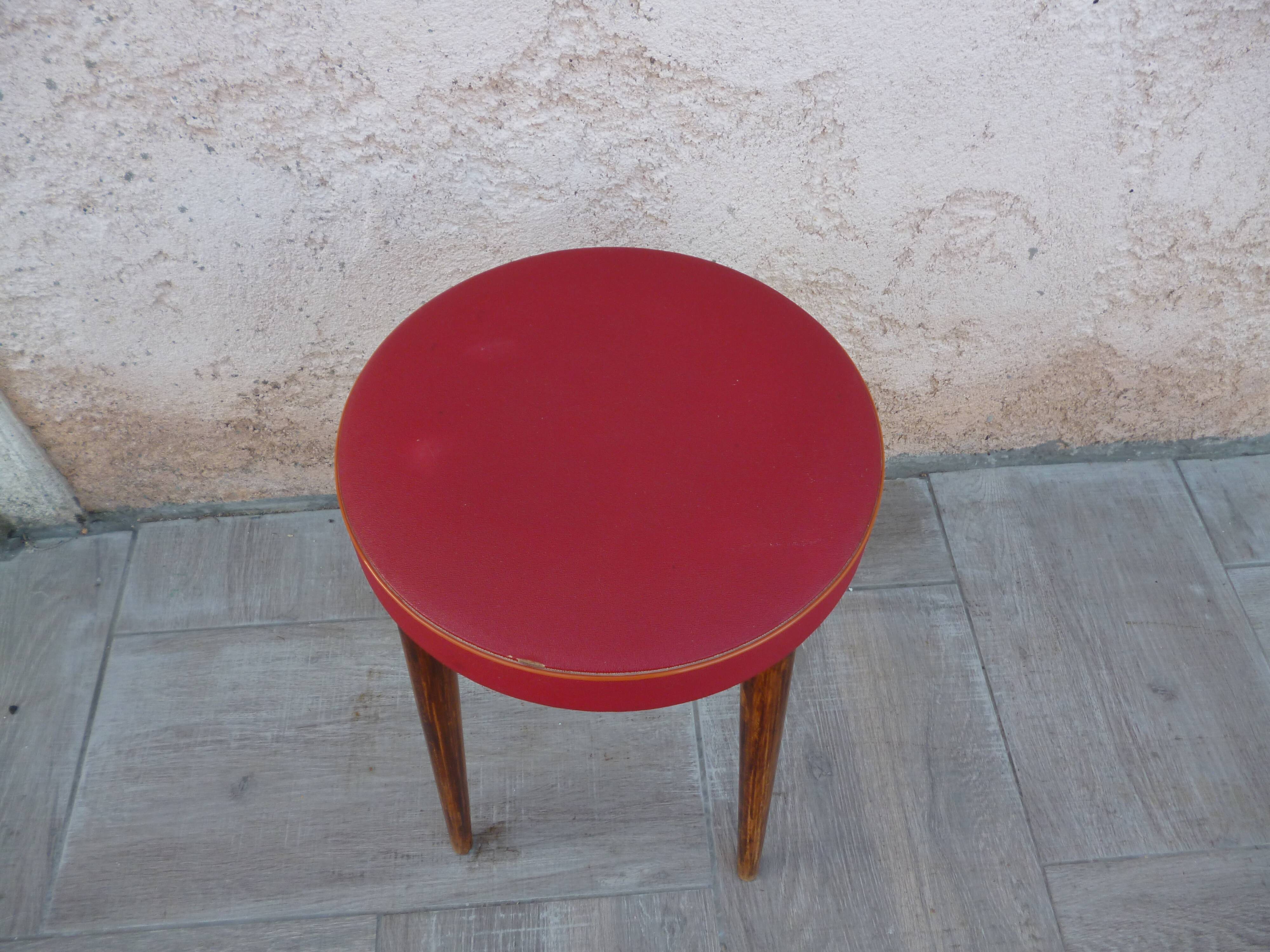 Vintage leather faux stool