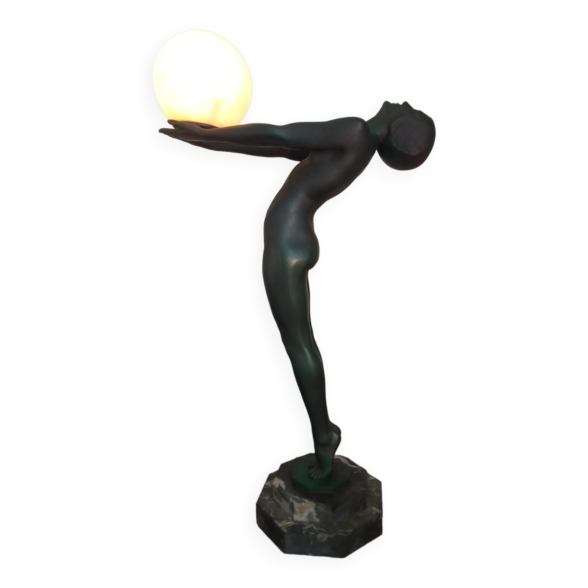 Max Le Verrier Large Art Deco lamp model "Lumina" 64 CM