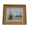 Marine painting on the treport, in its frame