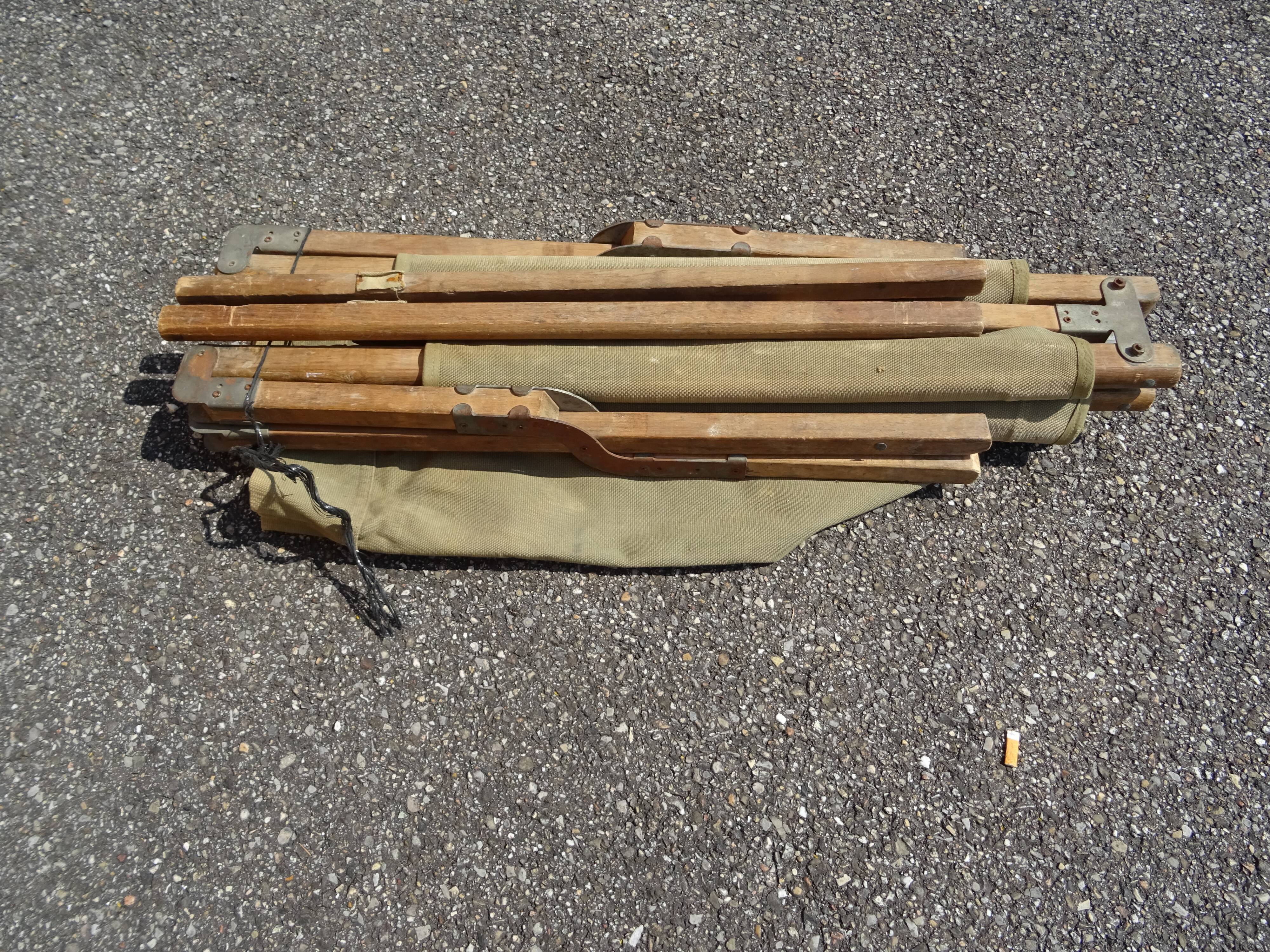 Khaki military camp bed
