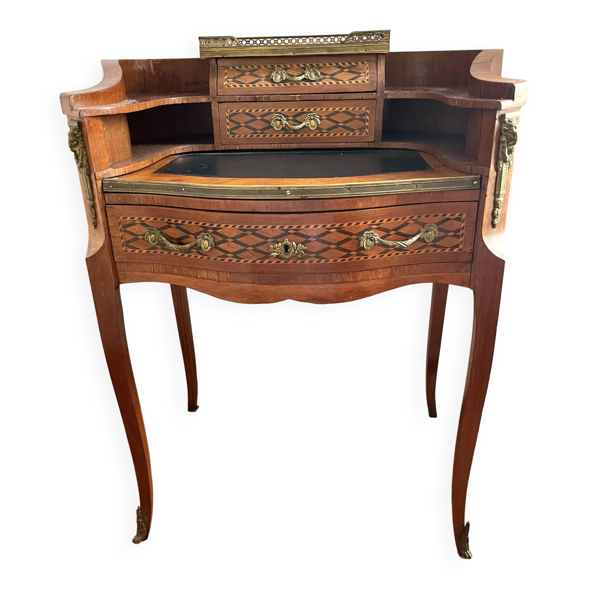 Petit bureau en marqueterie & bronze  (19e siecle)