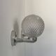 Pair of vintage wall lights in chrome metal and pressed moulded glass, France, 70s.
