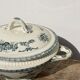 Old iron earth tureen Ninon Salins blue, ceramic and earthenware plate