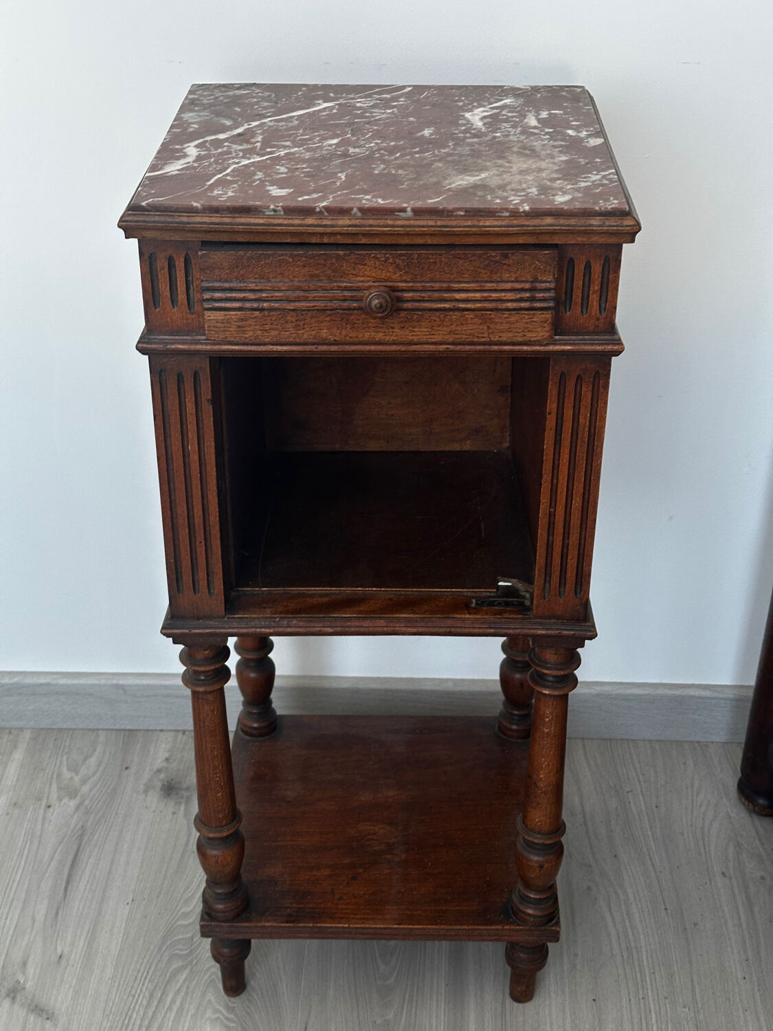 Bedside table/occasional table early 20th century wood and marble