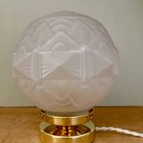 Vintage art deco globe table lamp in frosted glass
